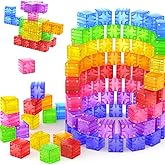 Magnetic Blocks - Clear Magnetic Cubes 1.21 inch, Digit Building Blocks Sensory Toys for Kids, Clear Montessori Toddler Toys 