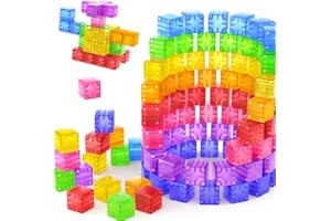 Feoxialy Magnetic Blocks - 52pcs Translucent Magnetic Cubes, Digit Building Blocks Magnet Toys for Kids, Rainbow STEM Creativity Toys 3+ Year Old Boys & Girls Toddlers Kids Christmas Birthday Gifts