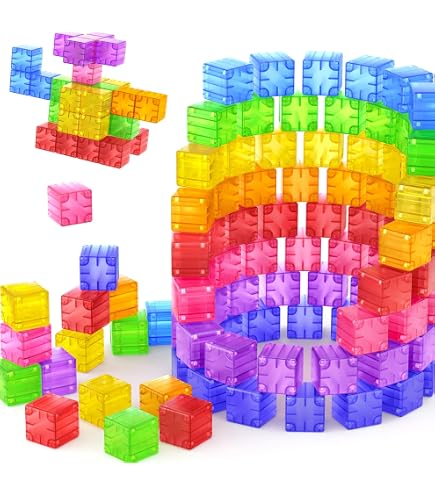 Blocs Magnétiques 45 Pièces – Construction magnetique Enfant dès 3 Ans – Jeu Créatif avec Magnetic Tiles – Blocs Aimantés - Jeux - Jouets