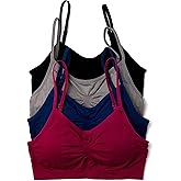 Kalon 4 Pack Women’s Nylon Spandex Removable Pads Comfort Cami Bras Wireless