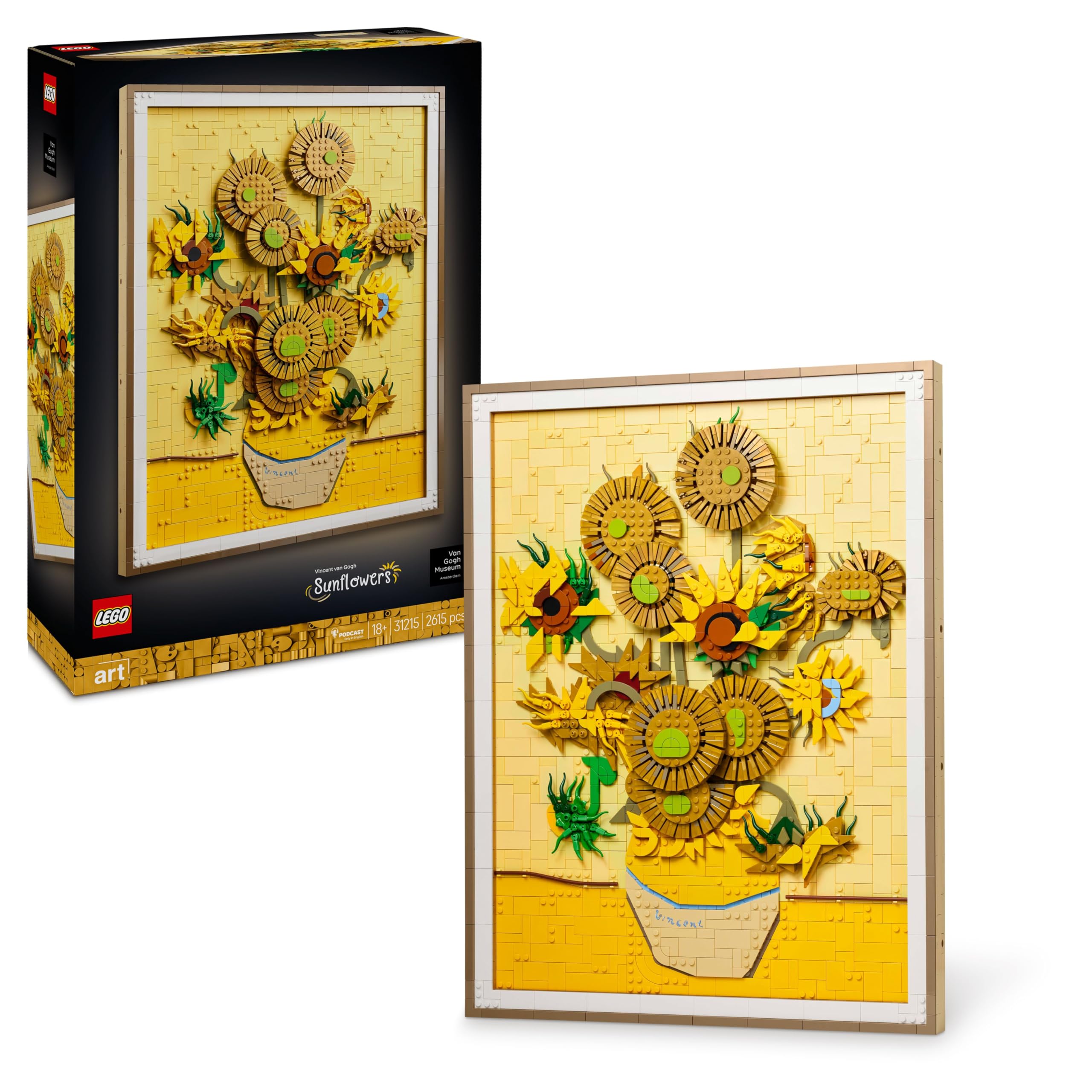 LEGO Art Vincent Van Gogh – Girasoli - Quadro Floreale 3D Costruibile con Petali Mobili - Set Fai da Te per Adulti - Decorazione Casa - Idea Regalo Creativa per Donna o Uomo Amanti dell'Arte - 31215