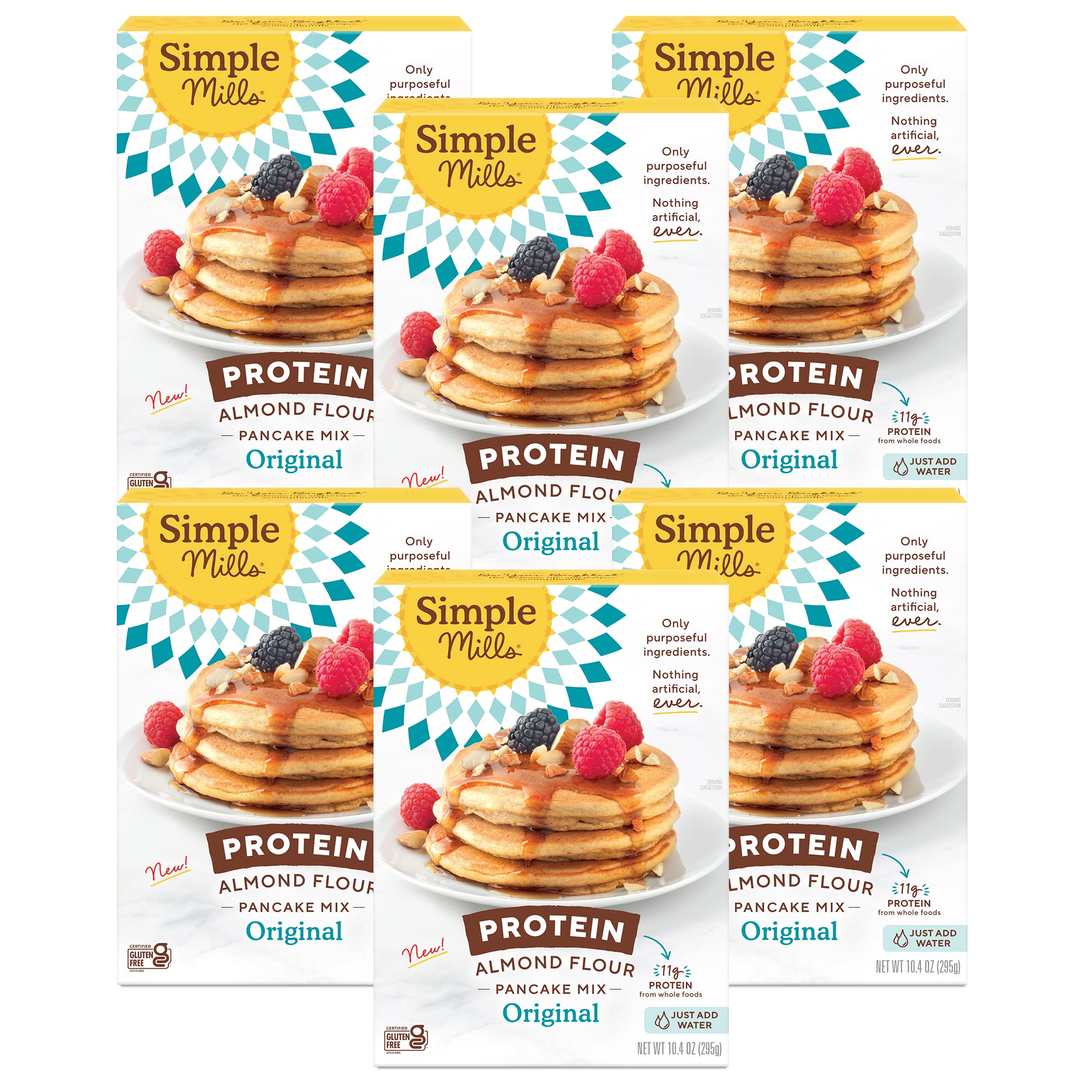 Simple Mills Just Add Water Almond Flour Pancake Mix, Original Protein - Gluten Free, Plant Based, Paleo Friendly, Breakfast, 10.4 Ounce (Pack of 6) Image