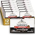 Brunswick Wild Caught Skinless and Boneless Sardines, Served in Olive Oil with Mild Red Peppers, 4.4 Oz (Pack of 12)