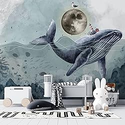 Muravie Whale in Sea Wallpaper- Aquarium Wall