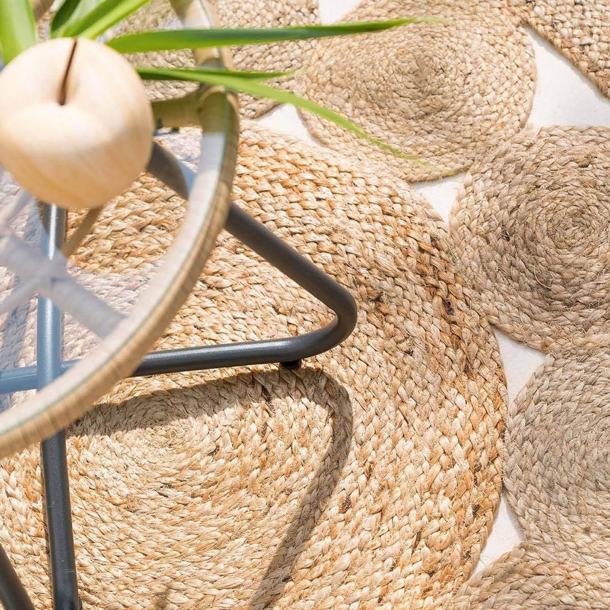 Atmosphera, Round Jute Rug with Openwork Pattern, Diameter 80 cm, Beige, 80 cm (Rond) - Image 5
