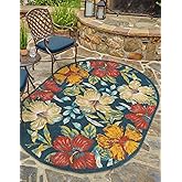 Unique Loom Outdoor Coastal Collection Area Rug - Cicek (2' x 3' 1" Oval Multi/Light Brown)