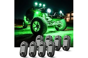Honalia RGB Rock Lights for Trucks 8 pods, Neon Light Kits for UTV with Music Mode, Multicolor Truck Rock Light Kits for UTV ATV Golf Cart Four Wheeler RZR Truck