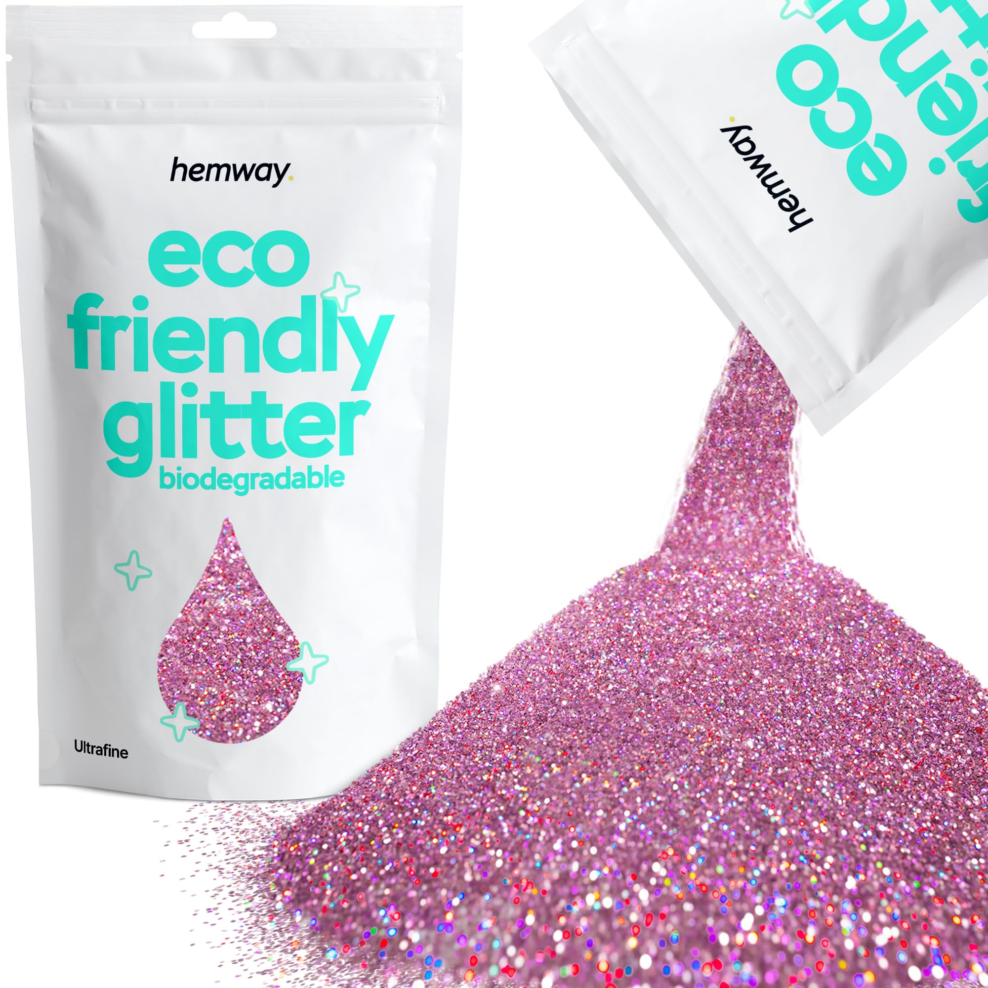 Eco Friendly Biodegradable Glitter | Pink Holographic - Ultrafine 100g, Plant Based, Biodegradable Glitter for Craft, Face, Hair, Nail, Body and Festival - Hemway