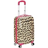 Rockland Safari Hardside Spinner Wheel Luggage, Pink Leopard, Carry-On 20-Inch