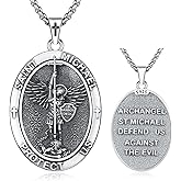 Lfkk Patron Saint Medal Necklace 925 Sterling Silver Catholic Protection Pendant Religious Jewelry Gifts for Men Women