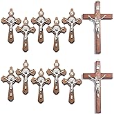 LiHan1028 12pcs Wooden Crucifix Cross Religious Decoration for Catholic Wooden Jesus Cross