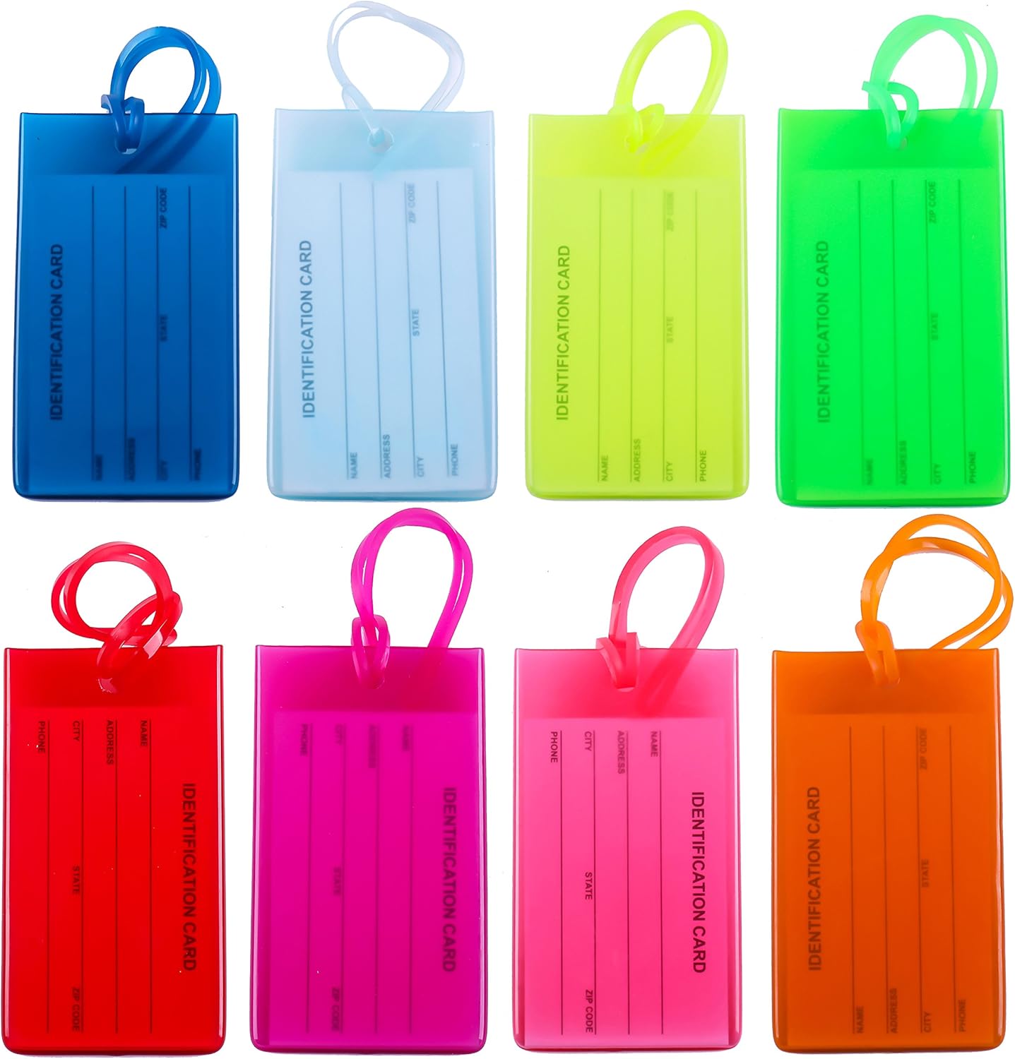  | 8 Packs Colorful Flexible Travel Luggage Tags for Baggage Bags/Suitcases - Name ID Labels Set for Travel | Luggage Tags