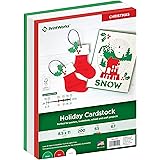Printworks Holiday Cardstock, 67lb Heavyweight Cardstock, Includes Red, Green, and White Cardstock, 200 sheets total, Perfect