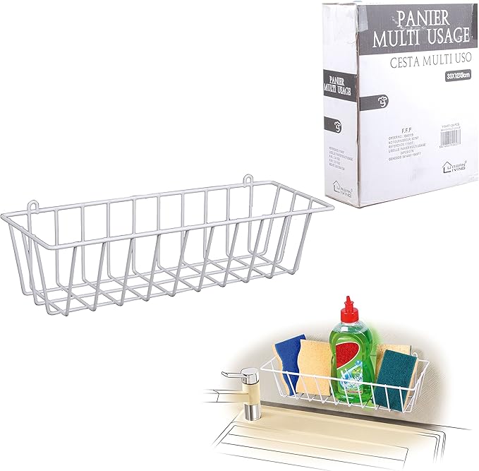 Blanco laminado de alambre montado en la pared para colgar organizador