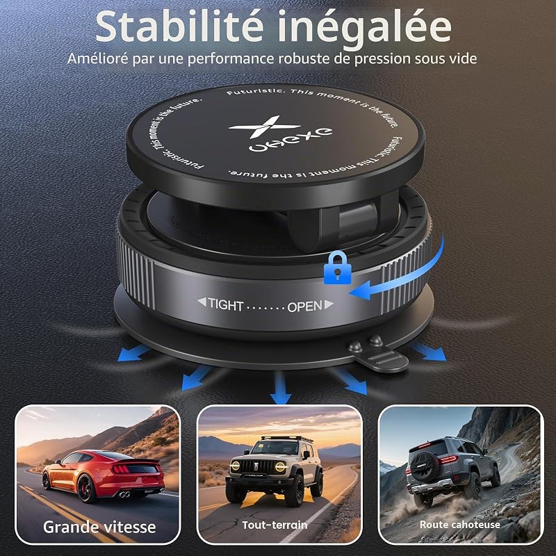 Support de téléphone magnétique pour Voiture à Ventouse et Aimant Magsafe, Support de téléphone Voiture à Suction Ultra et réglable 360° pour iPhone 17 Pro Max 16 15 14 13 12 Air Plus (Noir) — photo 5 sur 8
