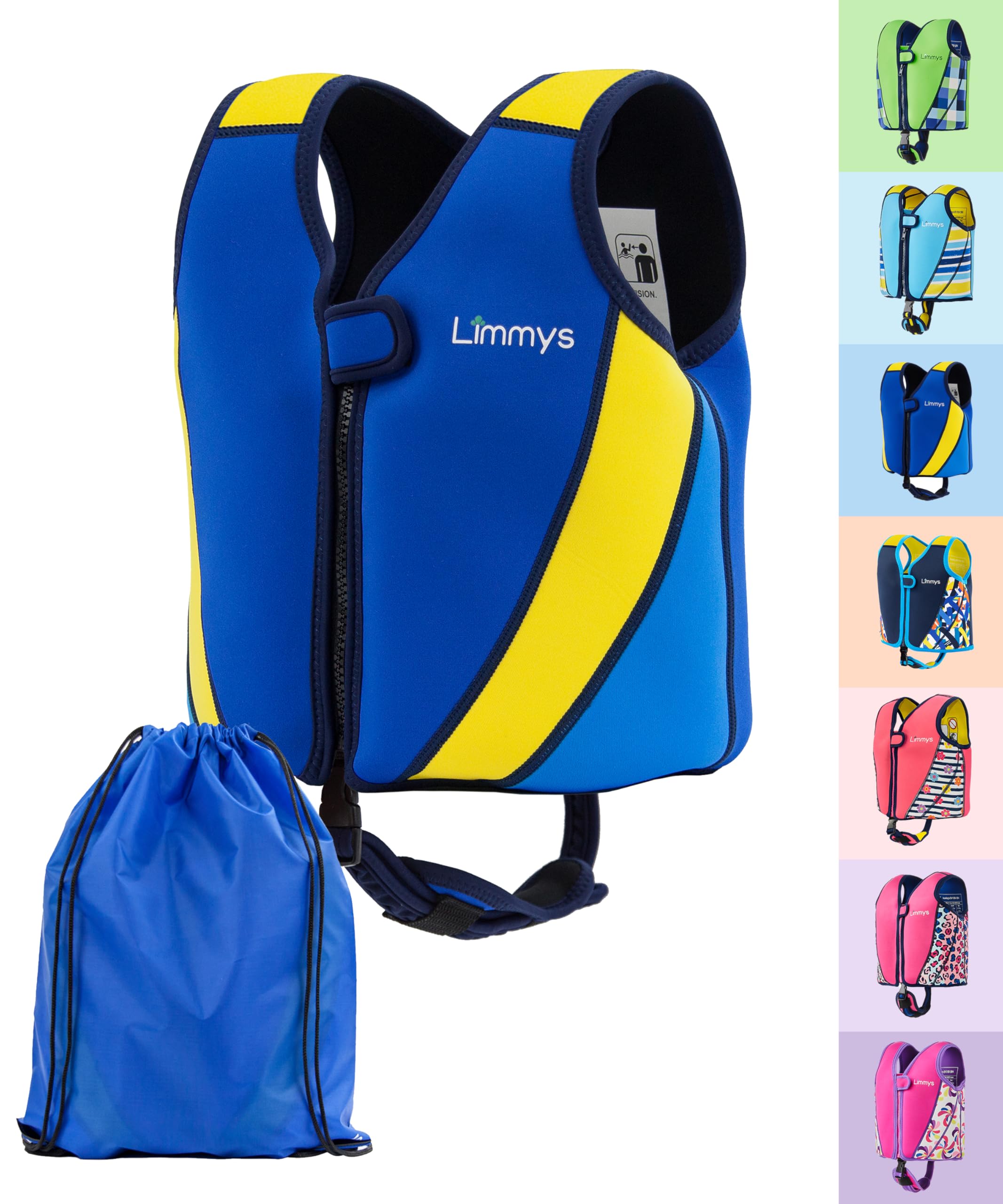 Limmys Swim Vest for Toddlers & Kids – Adjustable Buoyancy Swimming Aid, CE Safety Certified, Award-Winning Parent-Approved Design, Soft Neoprene Comfort, Secure Durable Design, Carry Bag Included