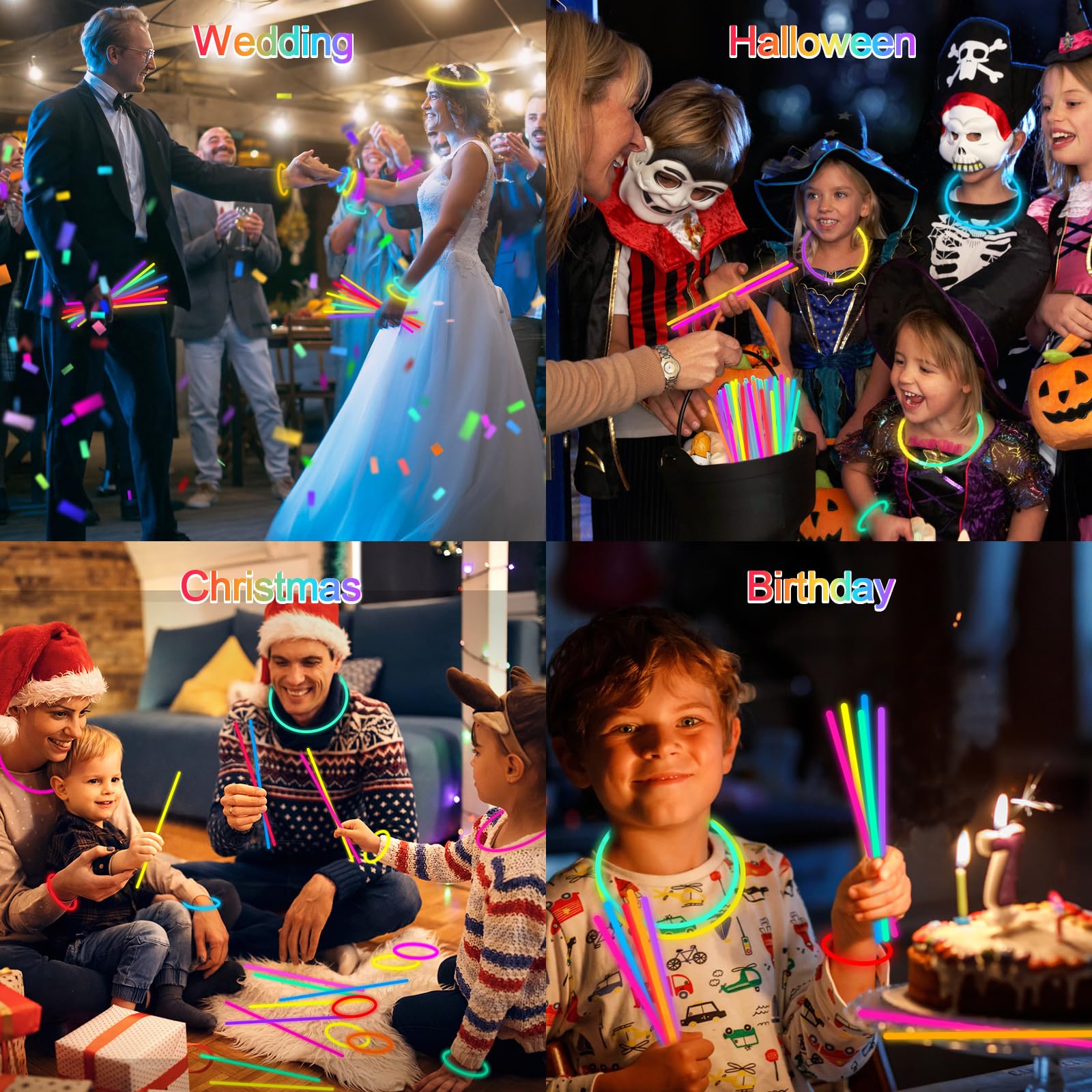 Glow Sticks Bulk Party Pack- Ultra Bright 50pk Glow in the Dark Party Favors, Glow Decorations, Neon Party Glow Necklaces and Glow Bracelets with Connectors