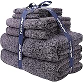 Everplush Classic 6 Pcs Luxury Bath Towels Sets,Highly Absorbent and Quick Dry Extra Large Bath Towel, Super Soft Towel for Bathroom, Pool, Swim (Charcoal, Bath Towels 6PK)