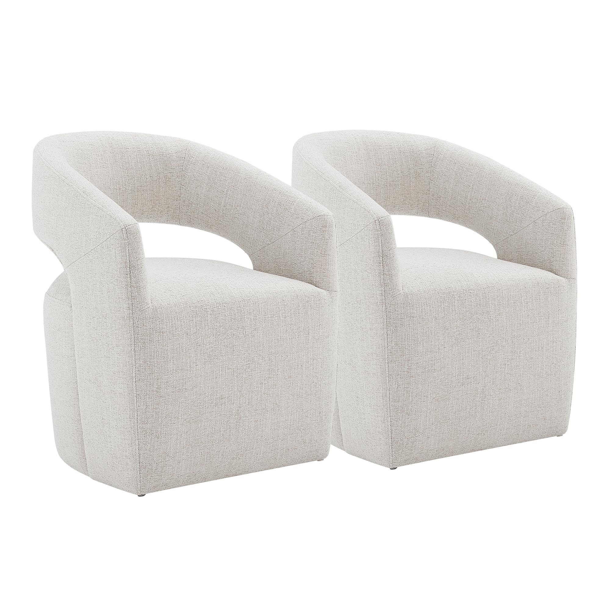 Photo 1 of ***PARTIAL SET/ ONLY 1*** KISLOT Upholstered Dining Chairs with Casters No Assembly Modern Barrel Armchair with Rollers for Diningroom Bedroom Livingroom Reading Room,Set of 2,White