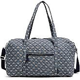 Vera Bradley Women's Cotton Large Travel Duffle Bag, Bees Navy - Recycled Cotton, One Size