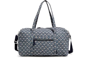 Vera Bradley Large Travel Duffle Bag, Bees Navy-Recycled Cotton