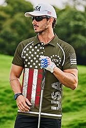 Mainfini Man Distressed 1776 Polo T-Shirt Green USA