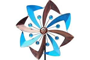 Senflame Wind Spinners Outdoor, 10 inch Wind Sculptures & Spinners, Metal Kinetic Wind Spinner, Decorative Pinwheels Large Wind Spinners for Yard and Garden Decor, Blue