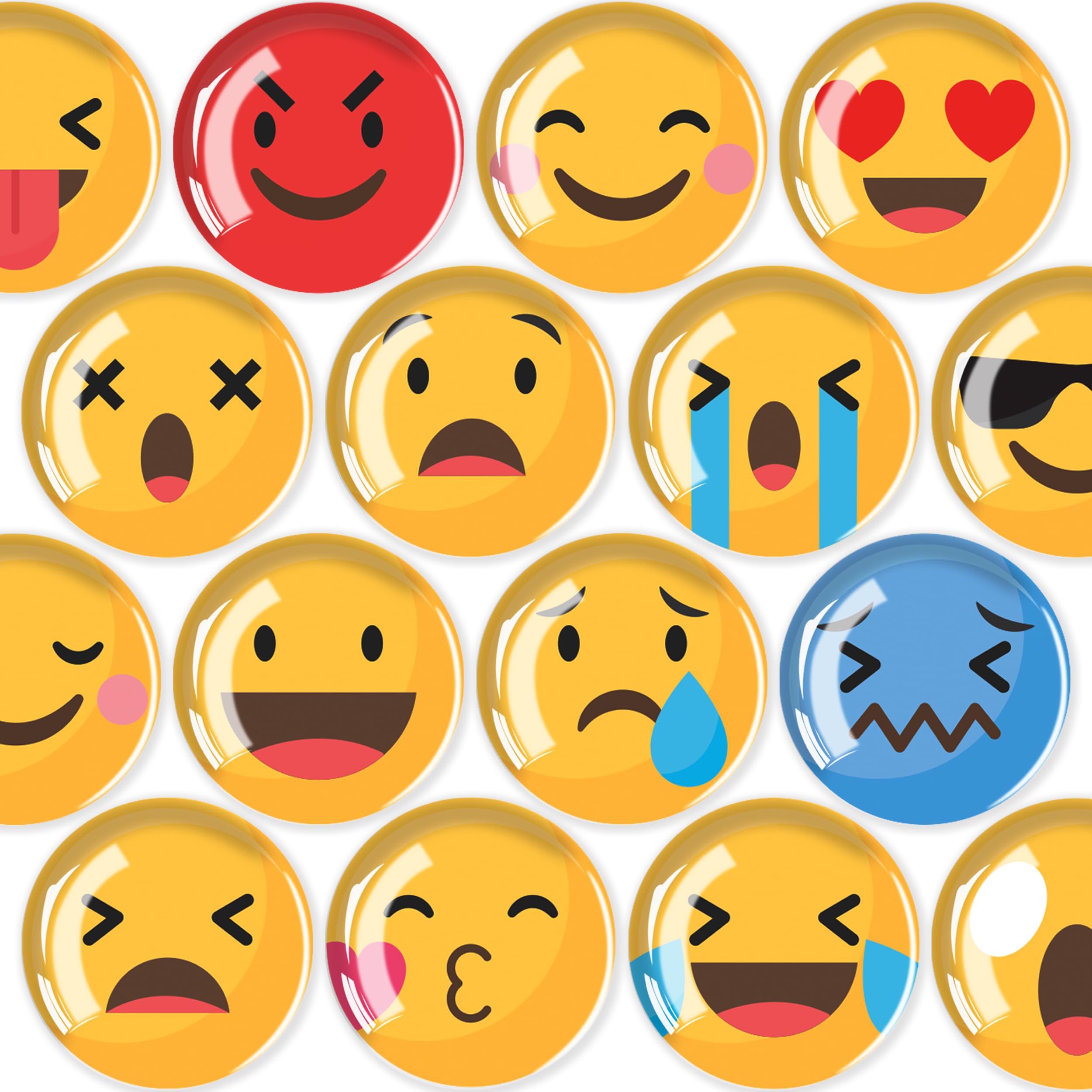 JJ PRIME - 16 Pcs Fridge Magnets | Round Fridge Magnet | Mini Fridge Accessories | Craft Magnets | Small Magnets for Whiteboard, Office. Kitchen and School (Emoji)