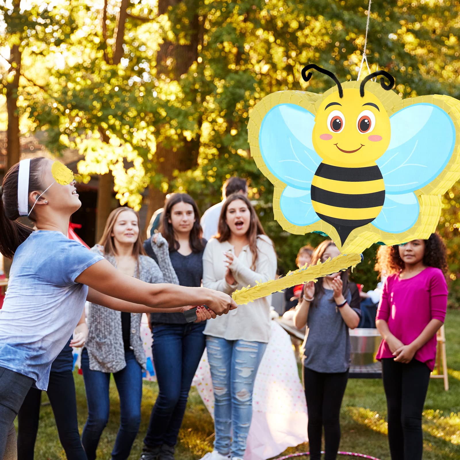 Capoda Bees Themed Piñata Bees Themed Party Piñata with Blindfold and Stick for Gender Reveal Party Baby Shower Birthday Animal Theme Party Game Activity Decoration