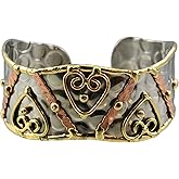 Anju Thin Stainless Steel Cuff Bracelet with Hearts