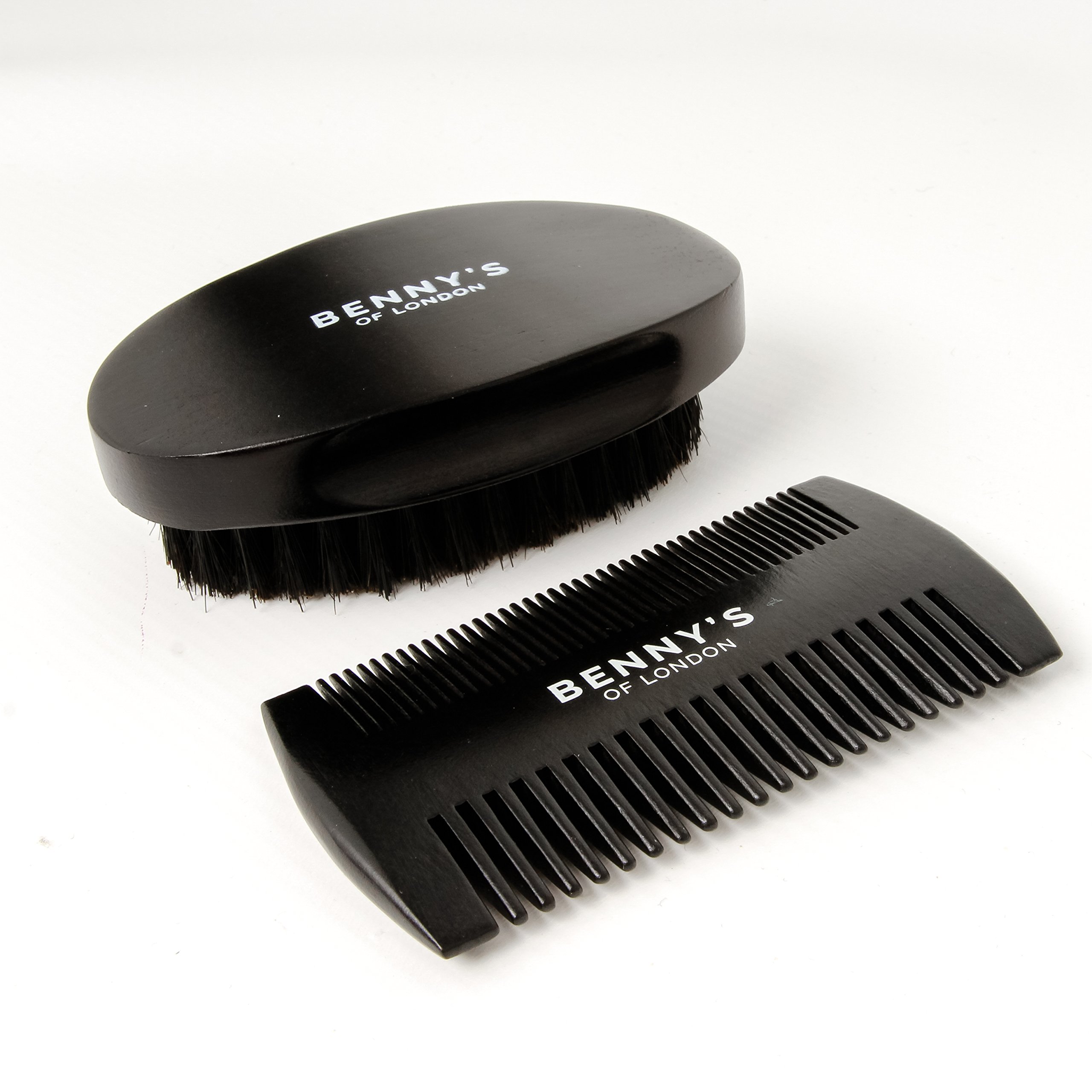 BENNY'S | BEARD BRUSH & COMB GIFT SET |Beard Brush and Comb Set for Men, Natural soft Boar Bristle Brush & Wooden Comb for Beard Styling in a Luxury GIFT BOX