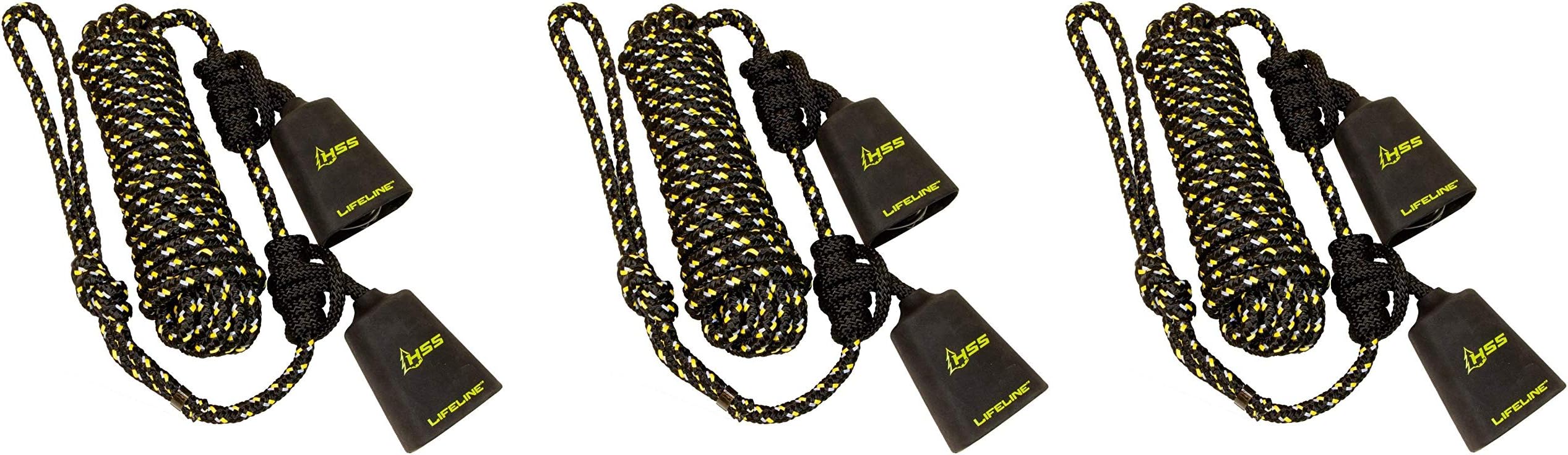 Hunter Safety System Reflective Tandem Lifeline with 2 Prusik Knots and 2 Carabiners (Pack of 3)