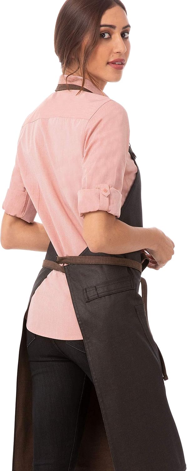 Chef Works Unisex Boulder Bib Apron, Brown/Black, One Size: Clothing