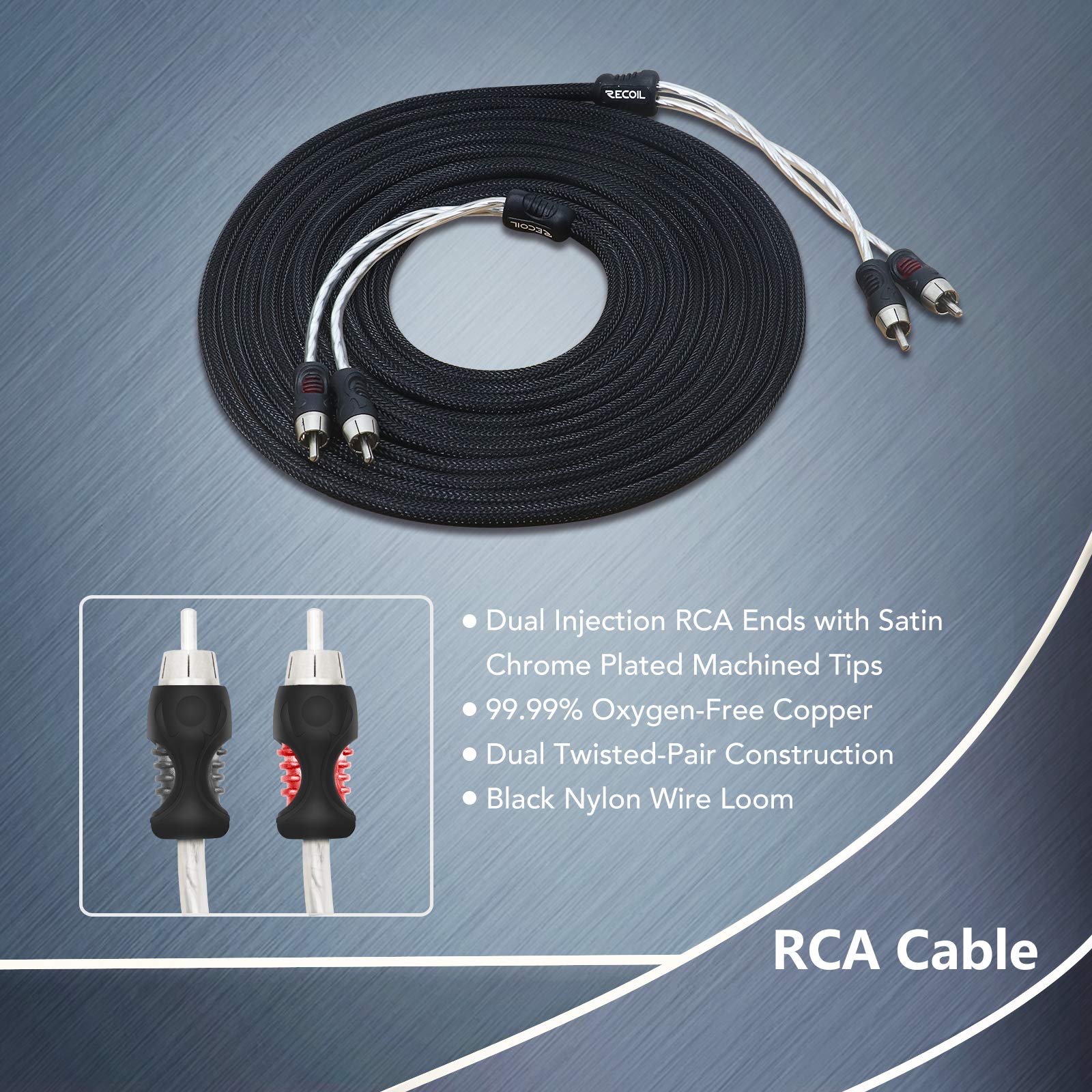 RECOIL PCK8 True 8 Gauge 99.99% Oxygen Free Copper Complete Amplifier Wiring Kits, Subwoofer Installation Wiring Wire