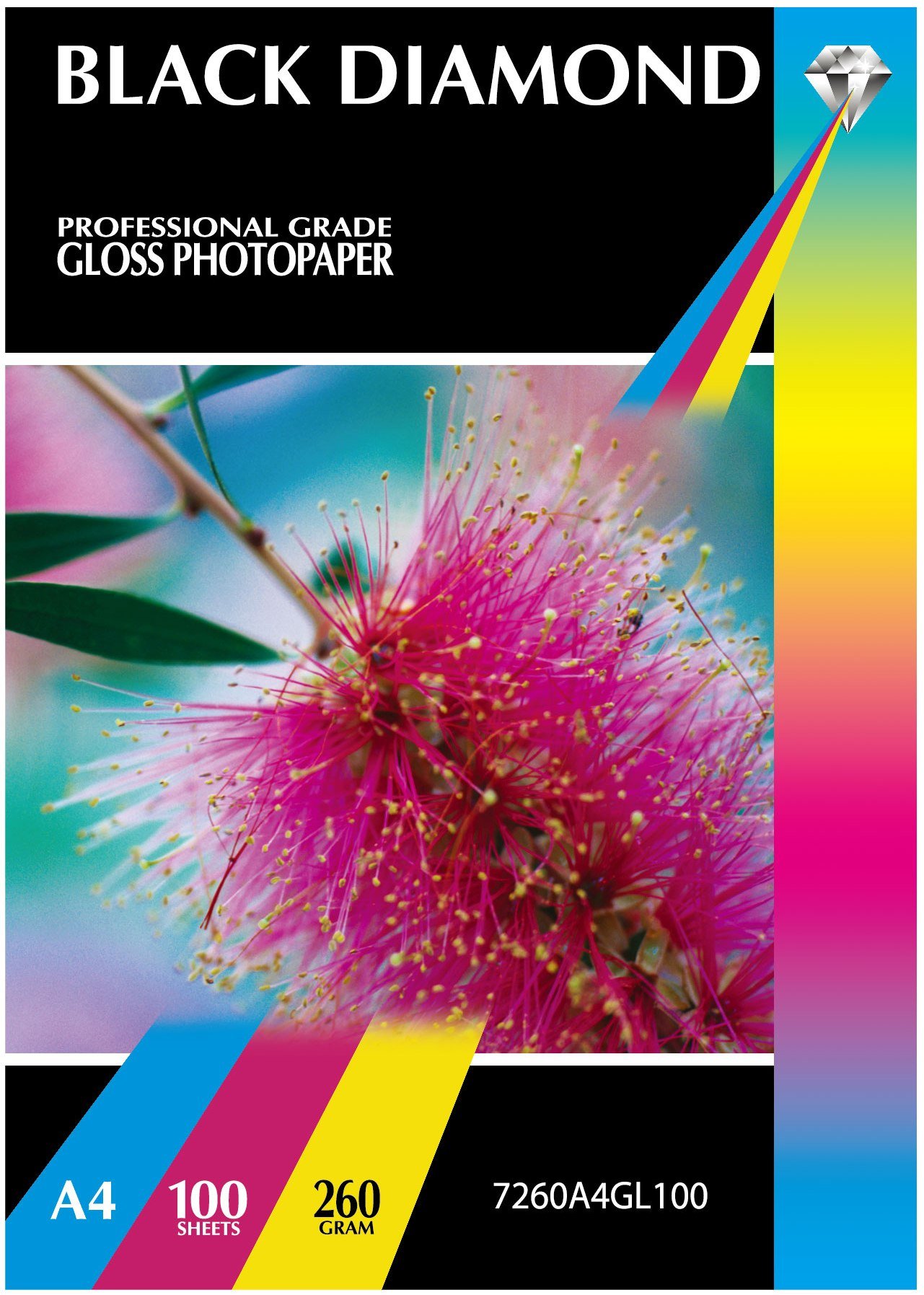 Black Diamond A4 Professional Grade Gloss Photo Paper - 260 gsm, 100 sheets, A Hi Resolution brilliant White Glossy Photopaper for those special print jobs