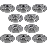 PIPE DECOR 3/8" Malleable Iron Floor Flange 10 Pack, Industrial Steel Grey Fits Standard Three Eighth Inch Threaded Black Pip