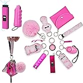 BATUMEYE Gift Keychain Set for Woman with Whistle, Bottle Opener, Card Holder, Wristlet Strap, Travel Bottle Holder