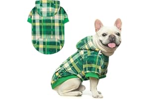 BEAUTYZOO Plaid Dog Hoodie for Small Medium Large Dogs, British Style Soft and Warm Dog Sweater with Leash Hole, Hooded Cold Weather Clothes, Dog Sweatshirt, Outfits, Winter Coat for Puppy Girls Boys