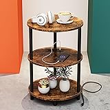 RISWER Small Round Side Table - 3-Tier Oval Accent