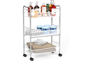 DECO BROTHERS DecoBros 3-Tier Metal Utility Rolling Cart, Silver