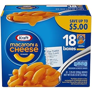 Kraft Macaroni & Cheese, Original Flavor, 7.25 oz, 18 Boxes