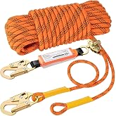 TRSMIMA Roofing Fall Protection Rope - 50ft Safety Rope for Roofing | Fall Protection Rope Heavy Duty Harness Safety Lanyard with Grab Snap Hook for Roof Work Construction