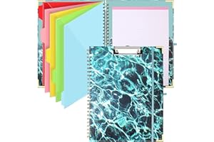 HWPRATO Spiral clipboard Folio Foldable clipboard Folder with Notepad,Nurse refillable Notebook Letter Size with 10pockets an