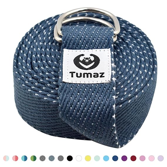 Tumaz Yoga Strap with Adjustable DRing Buckle (6ft/8ft/10ft, Many