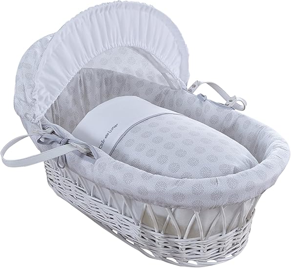 clair de lune white wicker moses basket