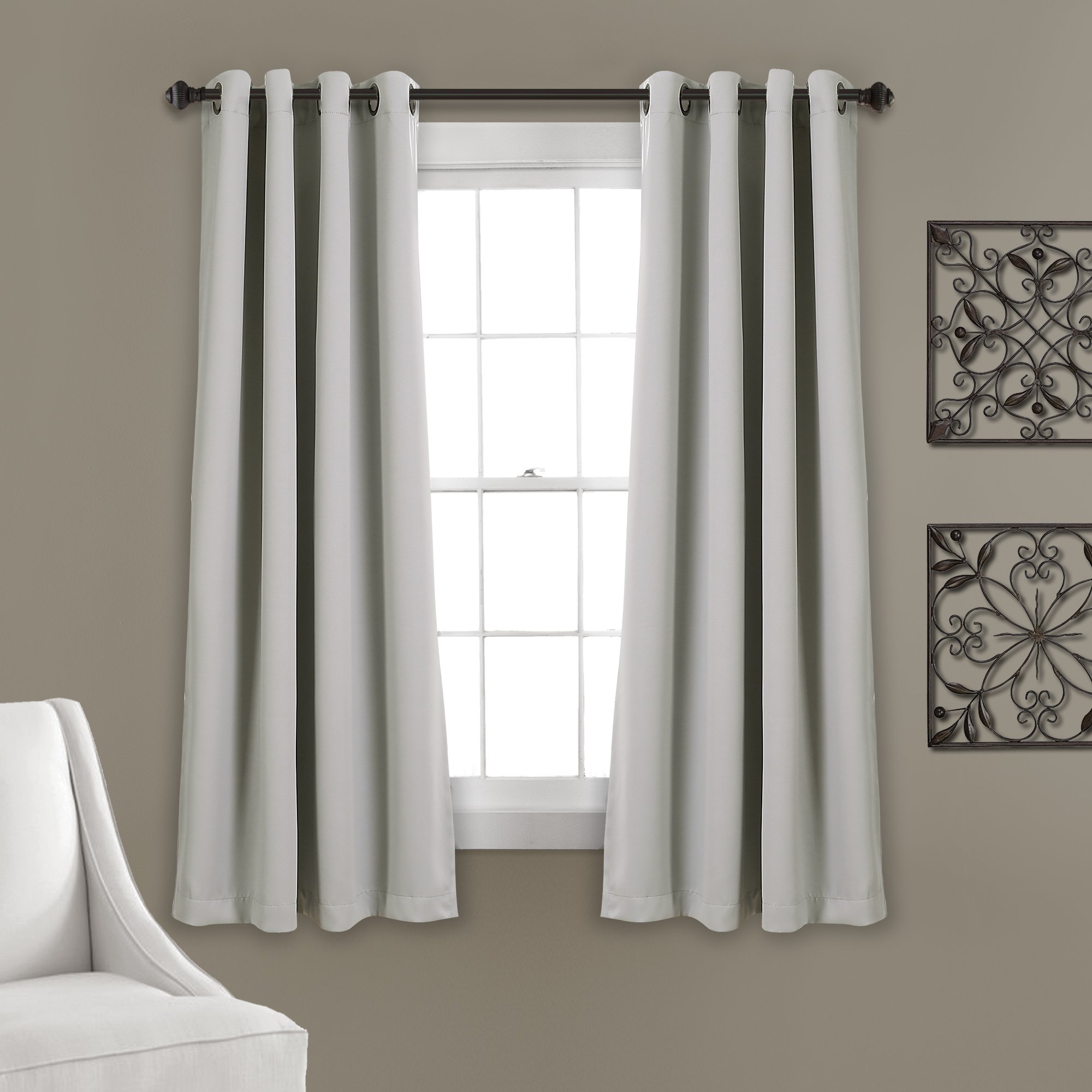 Lush Decor Insulated Grommet Blackout Curtains Panel Pair, 52" W x 63" L, Light Gray — image 1