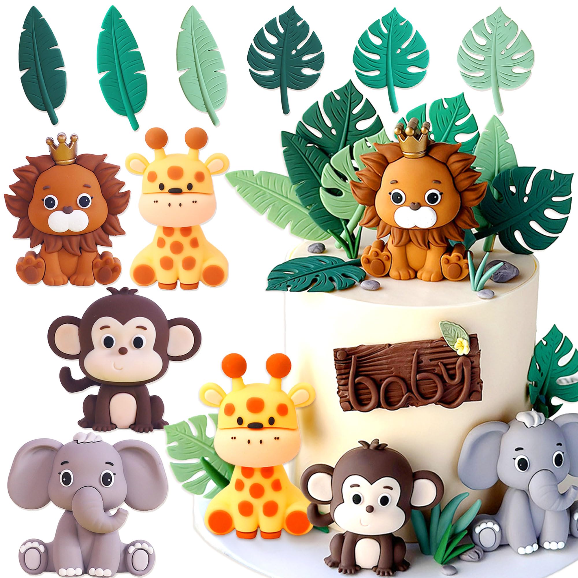 JeVenis Jungle Baby Shower Cake Decorations Safari Animals Cake Decoration Wild One Cake Toppers Two Wild Cake Topper Safari Cake Toppers