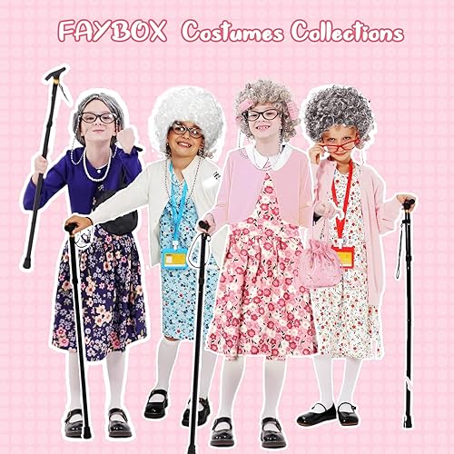 FAYBOX Old Lady Costume for Women,100 Days of School Costume for Kids  Girls,Grandma Granny Costume for Halloween Cosplay in Kenya | Whizz Wigs