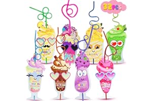 KIDDOKIDS COOL THINGS FOR COOL KIDS 32 Packs Valentines Day Gift Cards with Colorful Crazy Straws for Kids School Classroom Valentine’s Exchange Greeting Cards