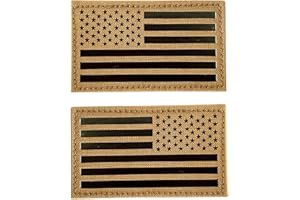 HANNAH FIT 2x3.5" Infrared IR US USA American Flag Patch Tactical Vest Patch Hook-Fastener Backing(1 Left + 1 Right） (Coyote Brown Tan)